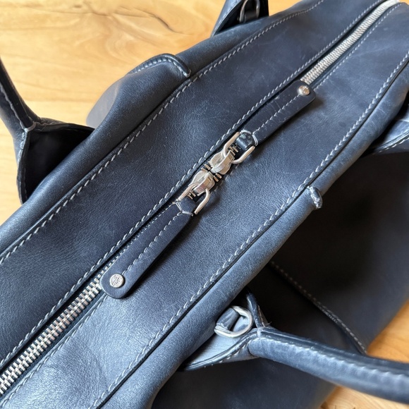 TODS D-STYLING 2WAY HANDBAG BLUE LEATHER TOTE CROSSBODY STRAP DBL ROLLED HANDLES - Picture 7 of 11